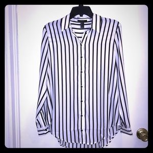 Forever21 Black & White Striped Blouse